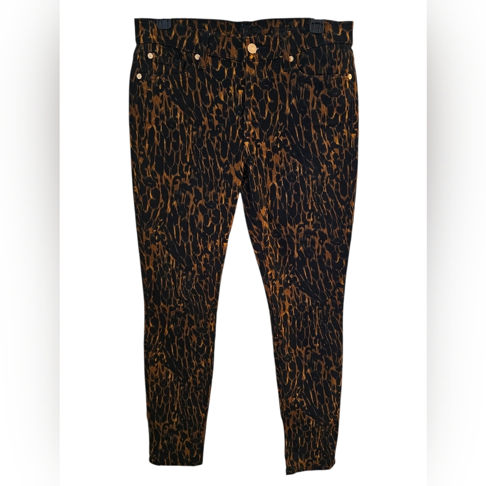 7 for all Mankind Gwenevere Skinny Ankle Pants Animal Print Size 30